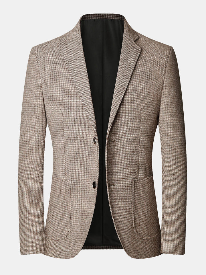 Heren Fijne Ruitblazer met Gekerfde Revers – Klassieke Snit - Taupe