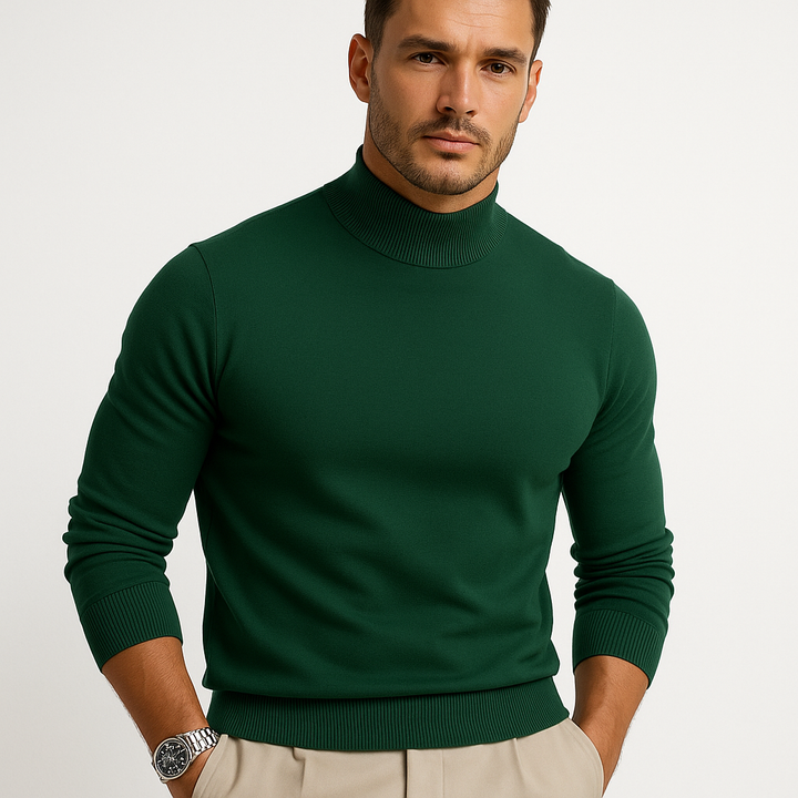 Heren Fijngebreide Coltrui in groen, Klassieke Elegantie