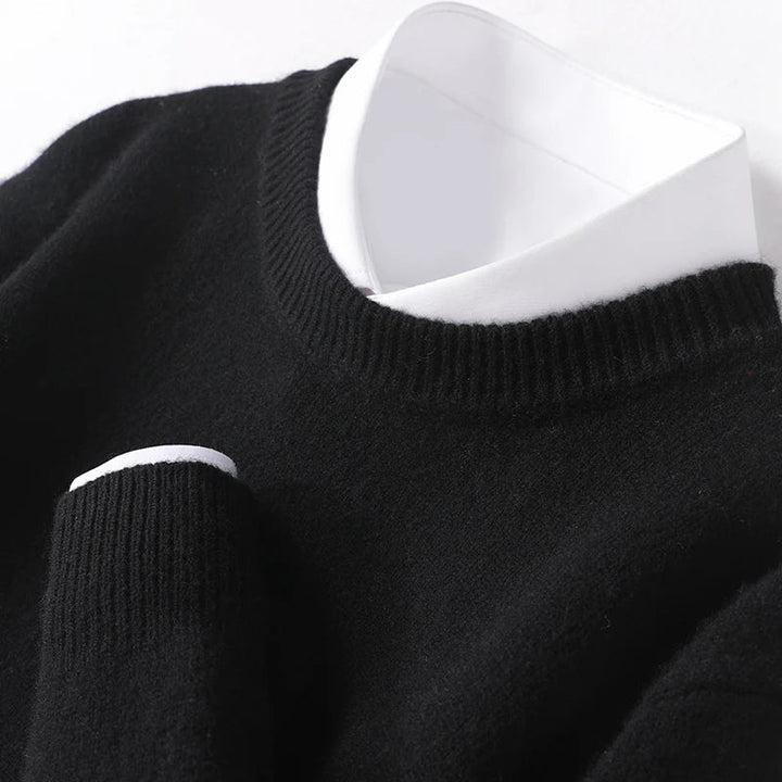 Heren Fijngebreide Crew-Neck Trui - Klassieke Pasvorm