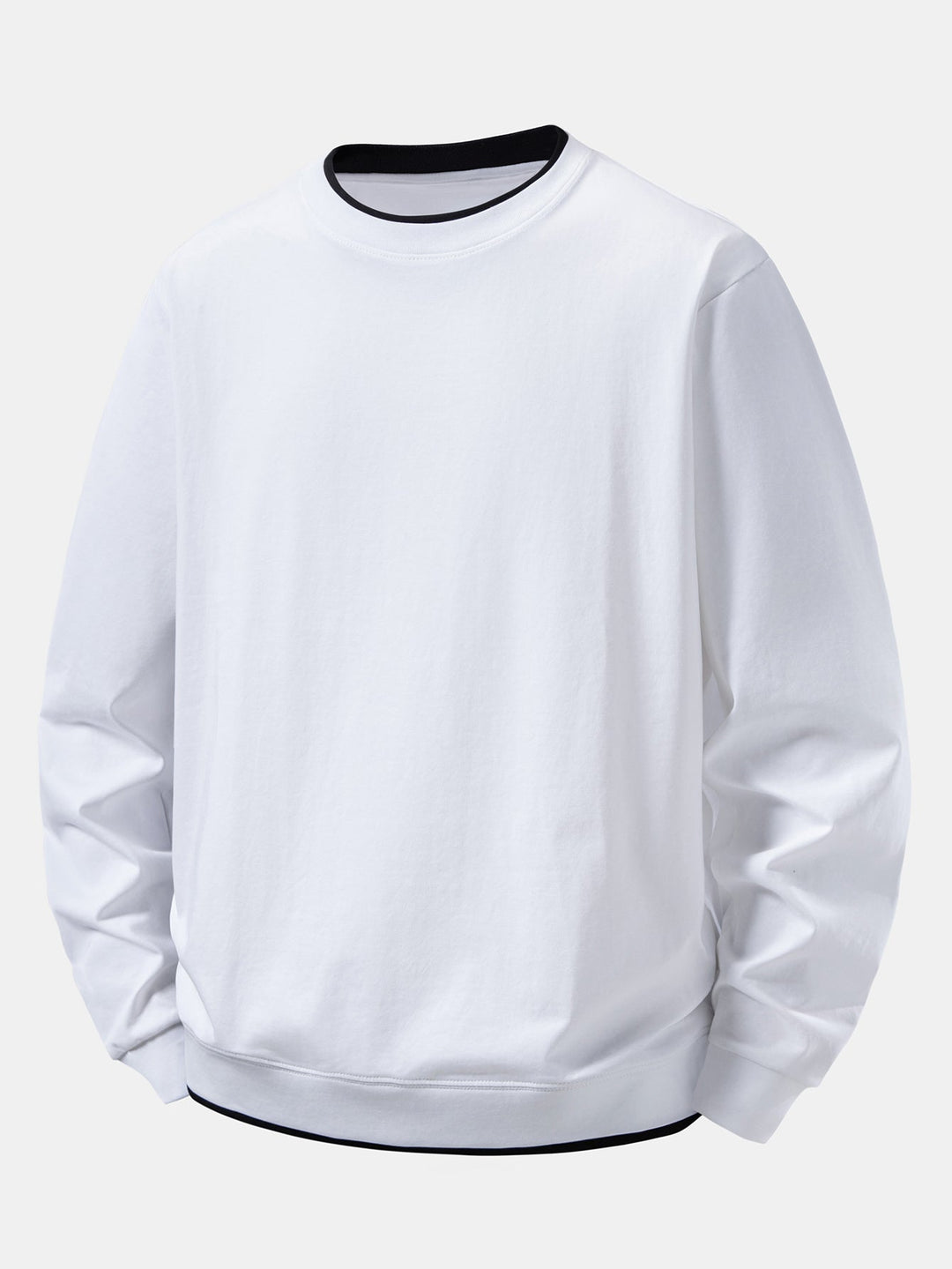Heren Gelaagde Crew Neck Sweatshirt in wit, Casual Pullover