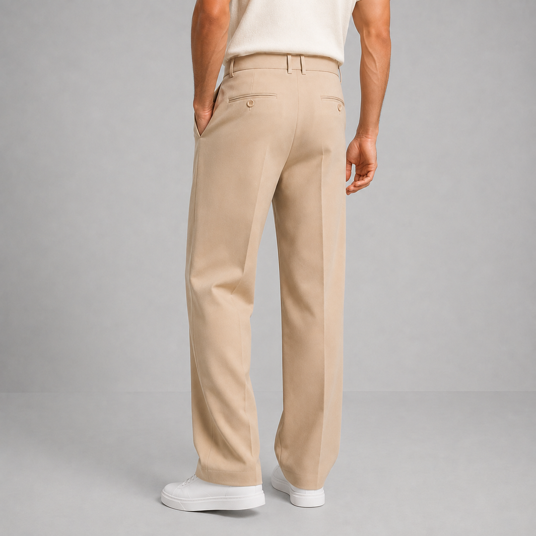 Heren Geplooide Tailored Straight-Leg Broek - Zakelijk