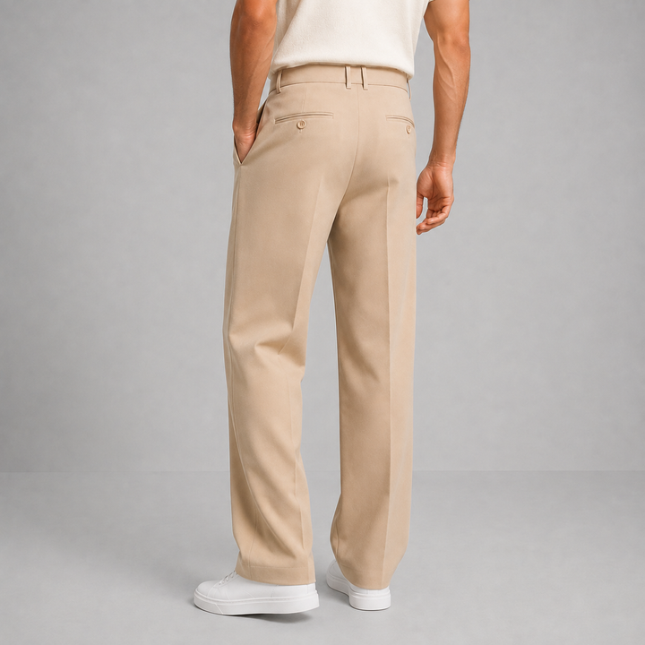Heren Geplooide Tailored Straight-Leg Broek - Zakelijk