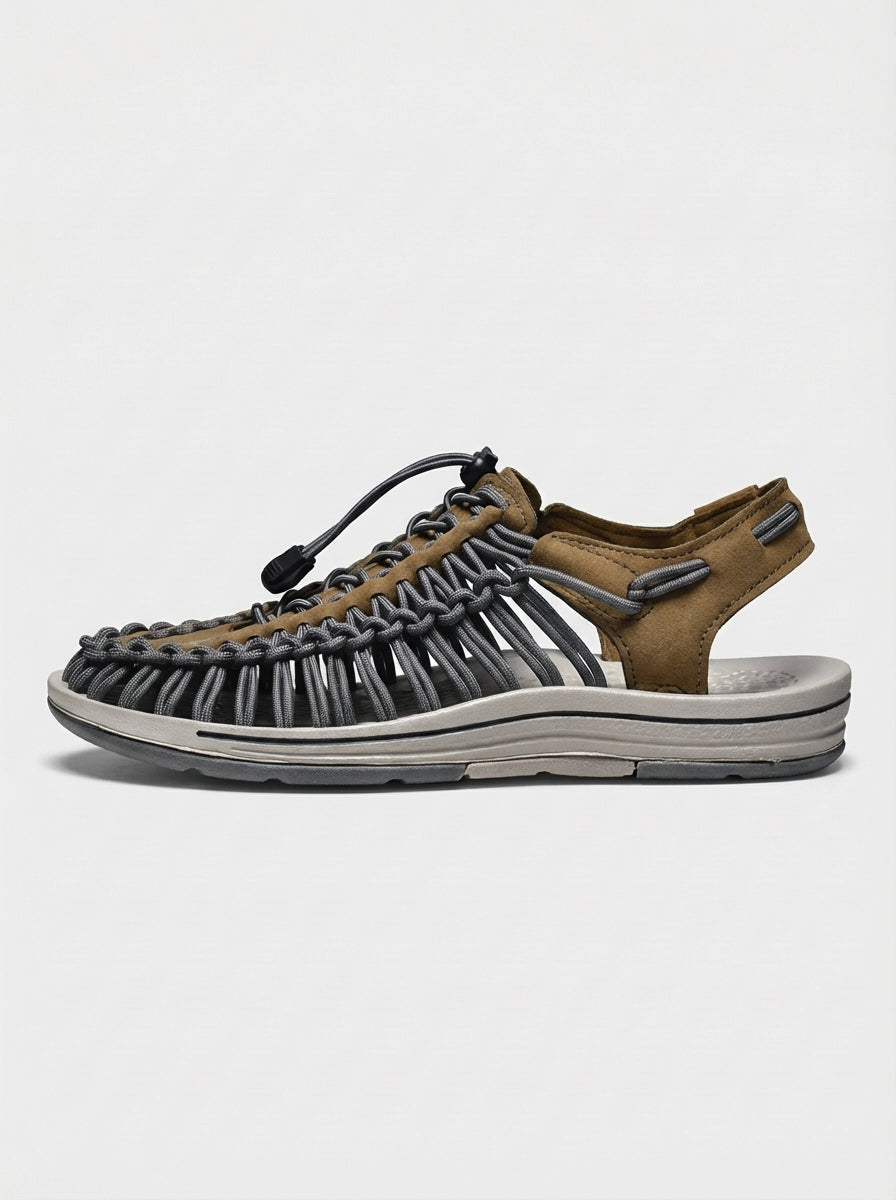 Heren Gesloten Teenslippers met Uitsnijding - Zomerse Sandalen - Khaki