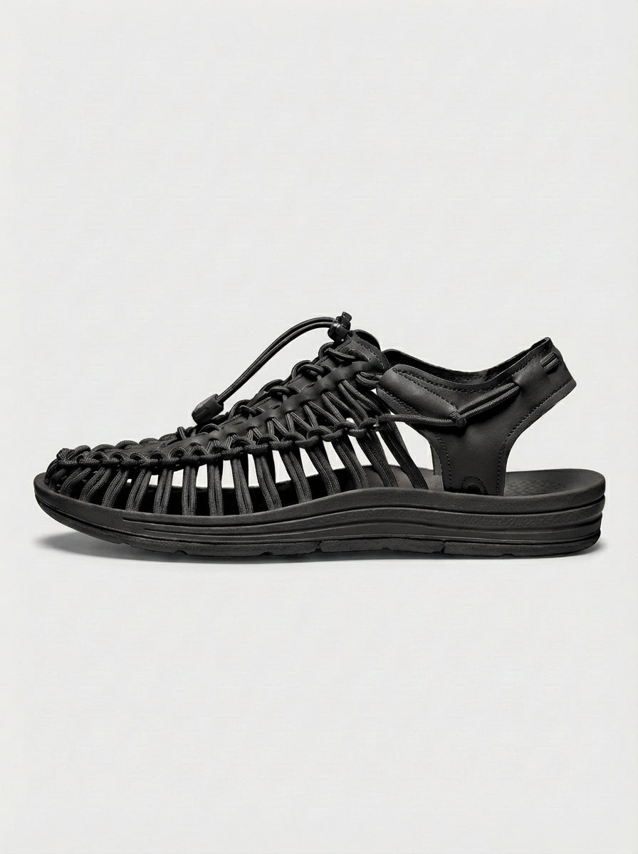 Heren Gesloten Teenslippers met Uitsnijding - Zomerse Sandalen - Zwart