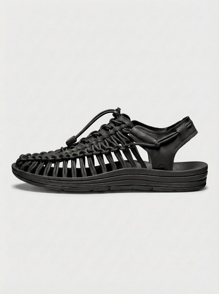 Heren Gesloten Teenslippers met Uitsnijding - Zomerse Sandalen - Zwart