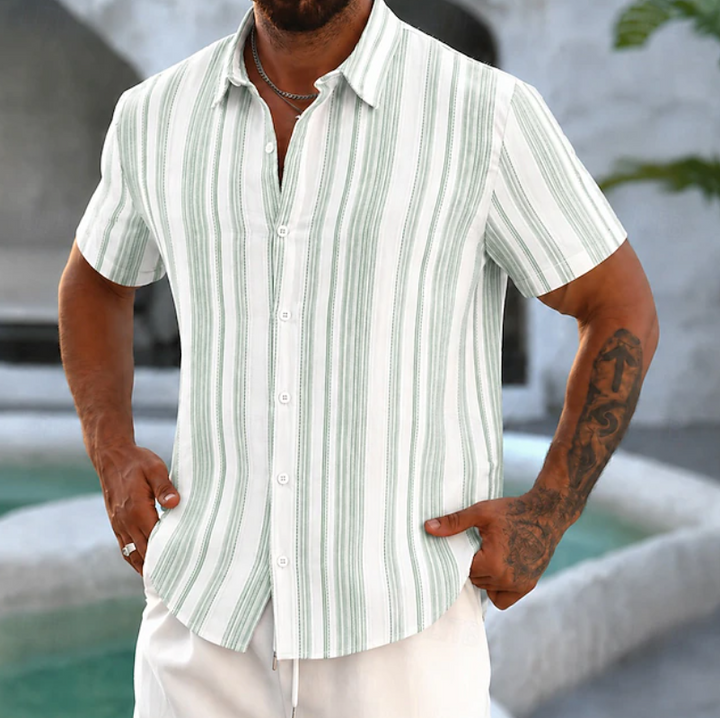 Heren Gestreept Overhemd - Casual Buttonup - Groen