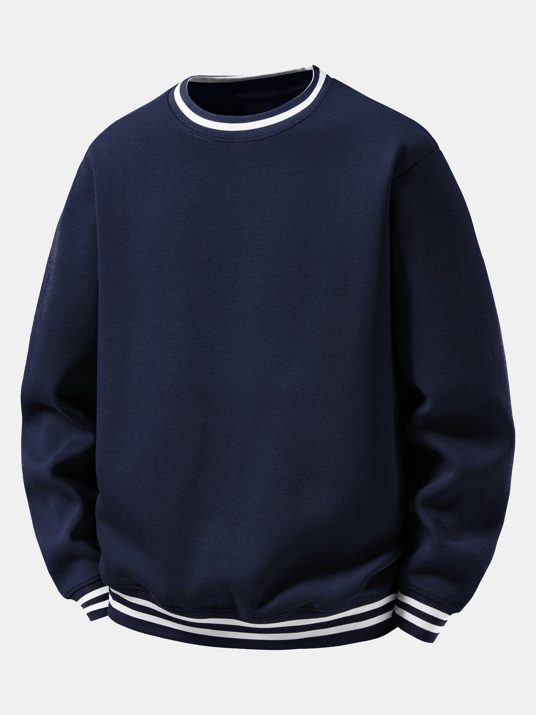 Heren Gestreepte Crew Neck Sweatshirt in marineblauw, Relaxed Fit Casual