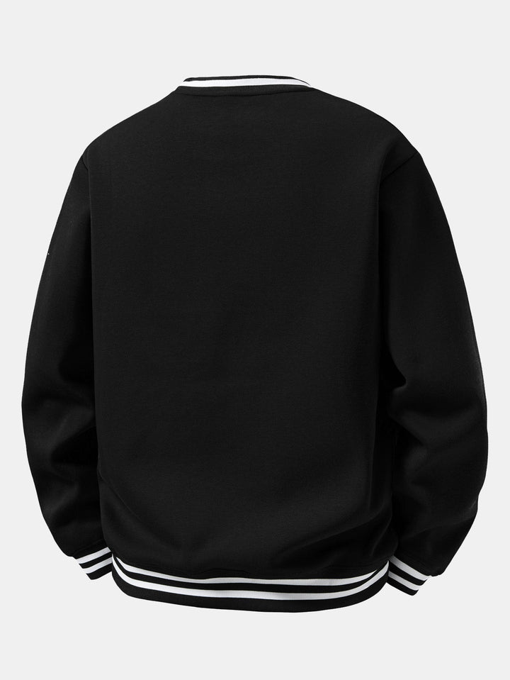 Heren Gestreepte Crew Neck Sweatshirt - Relaxed Fit Casual