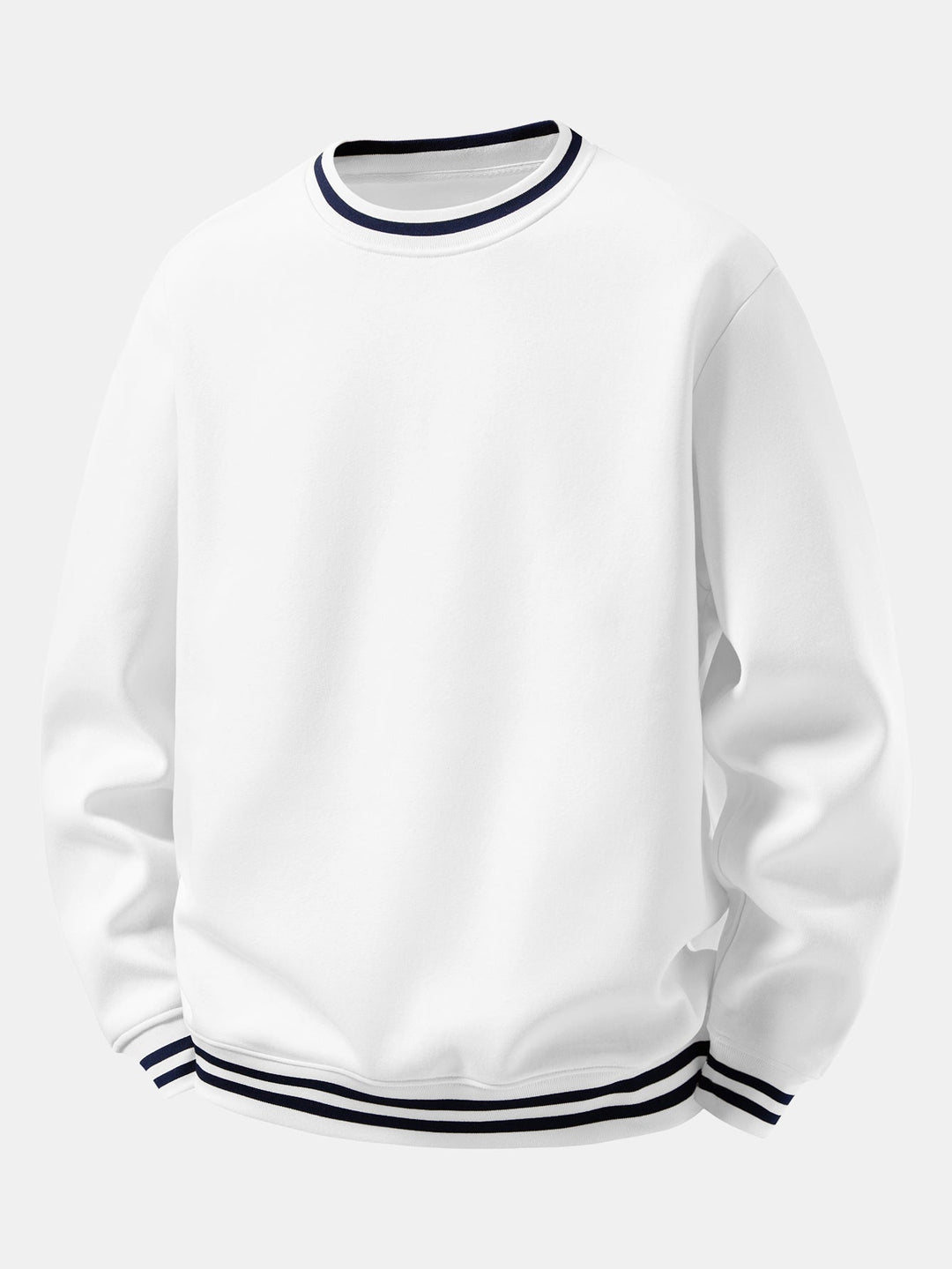 Heren Gestreepte Crew Neck Sweatshirt in wit, Relaxed Fit Casual