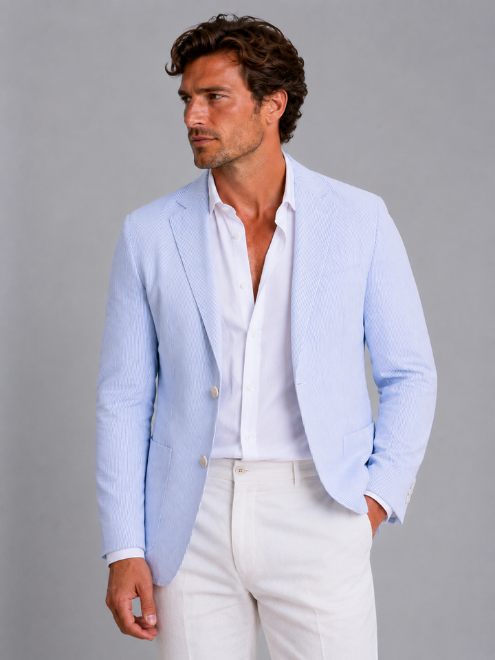 Heren Gestreepte Zomerblazer - Lichte Tailored Jasje