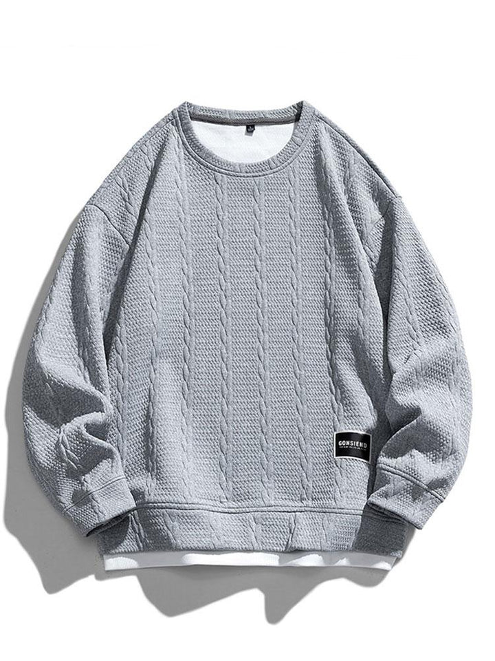Heren Gestructureerde Jacquard Sweatshirt in grijs, Relaxed Fit