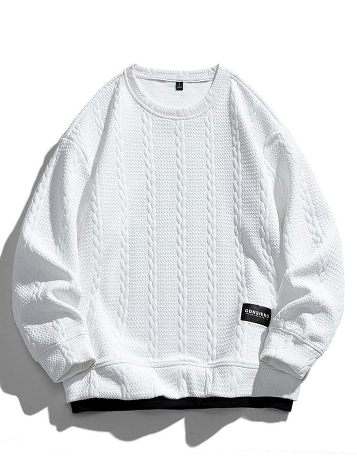 Heren Gestructureerde Jacquard Sweatshirt in wit, Relaxed Fit