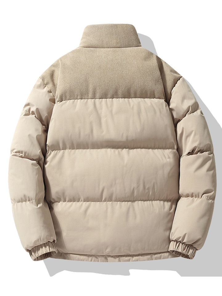 Heren Gewatteerde Winterjas met Corduroy Panelen - Casual