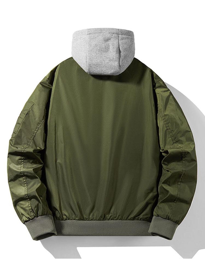 Heren Hooded Bomber Jacket Contrast Lining - Regular Fit