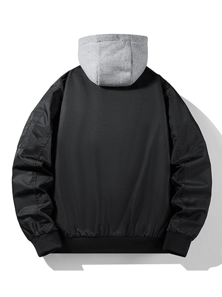 Heren Hooded Bomber Jacket Contrast Lining - Regular Fit