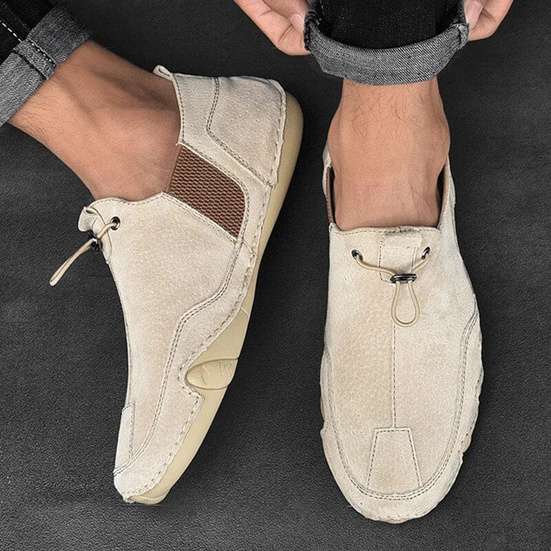 Heren Instapschoenen Elastische Zijpanelen - Casual - Beige