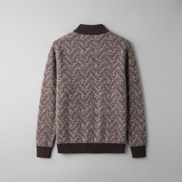 Heren Jacquard Quarter-Zip Trui - Geometrisch Patroon
