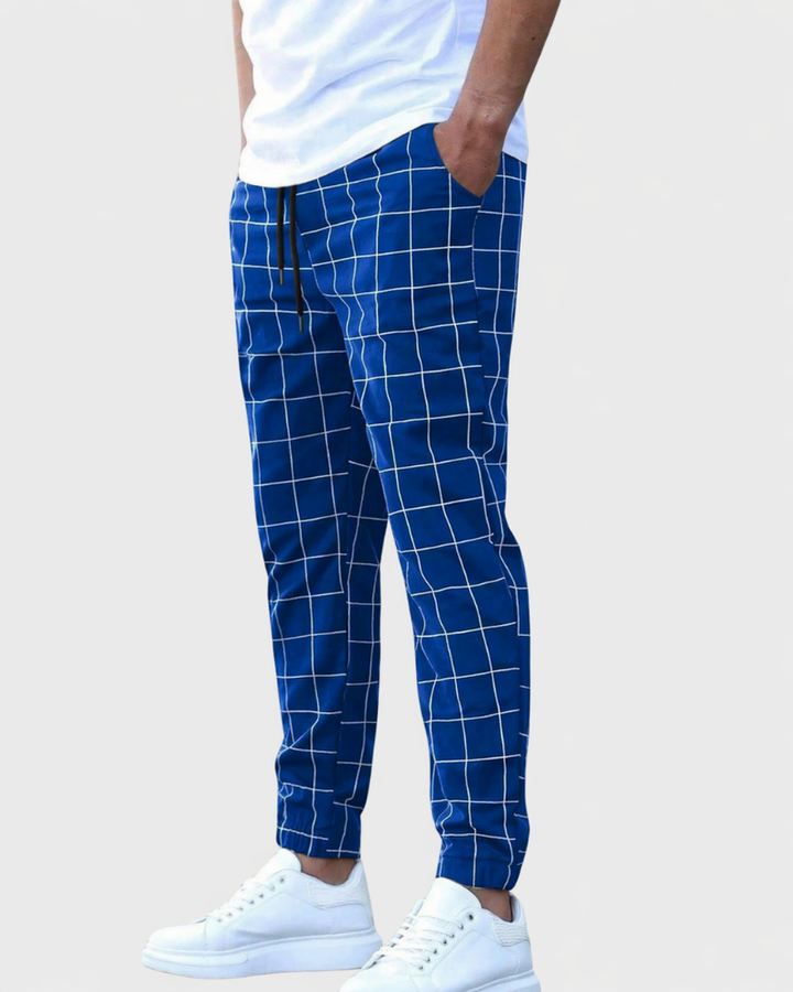 Heren Joggingbroek Fashion Grid - Comfortabel en Stijlvol - Blauw