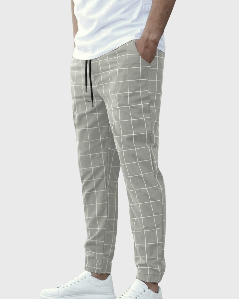 Heren Joggingbroek Fashion Grid - Comfortabel en Stijlvol - Khaki