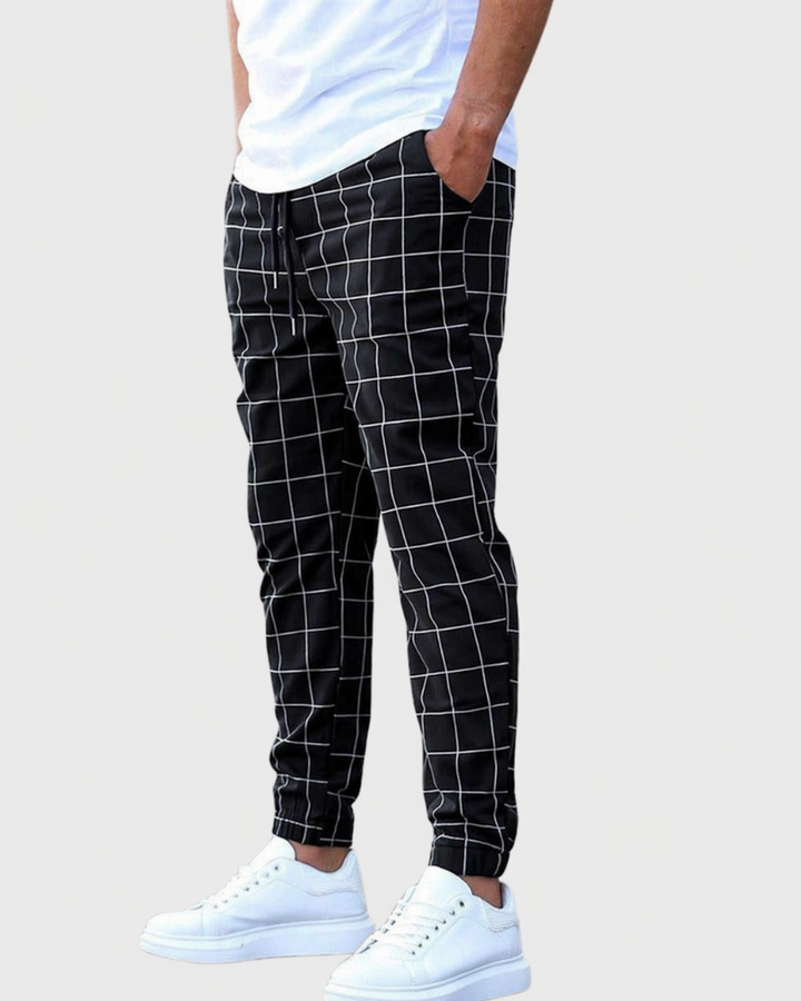 Heren Joggingbroek Fashion Grid - Comfortabel en Stijlvol - Zwart