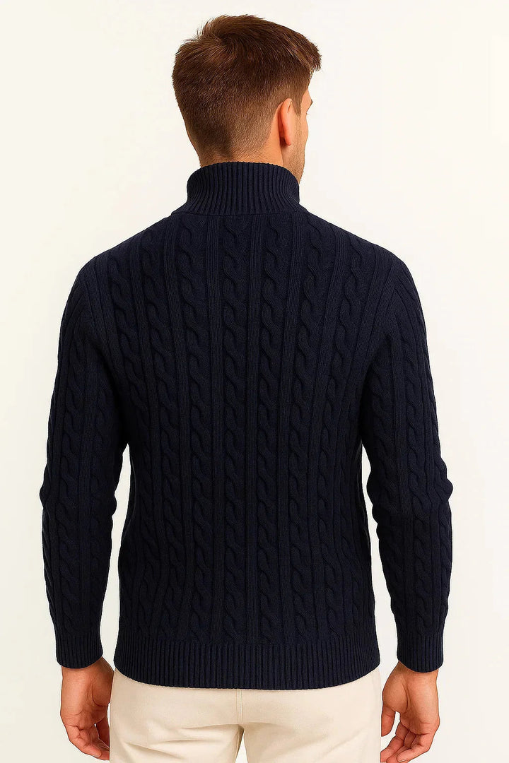 Heren Kabelgebreide Half-Zip Trui - Klassieke Structuur