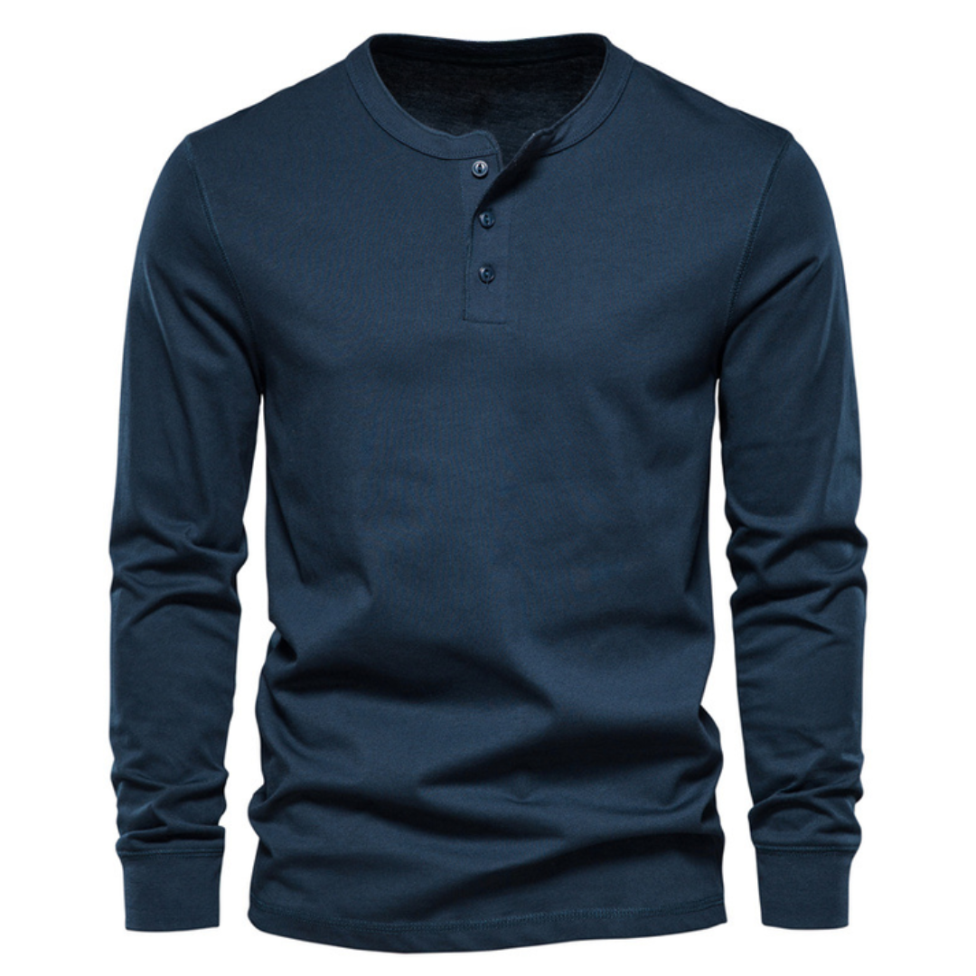 Heren Klassiek Overhemd Lange Mouwen - Elegant Comfort - Marineblauw