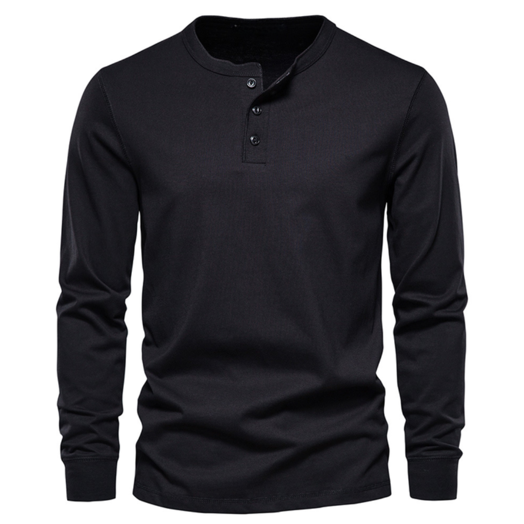 Heren Klassiek Overhemd Lange Mouwen - Elegant Comfort - Zwart