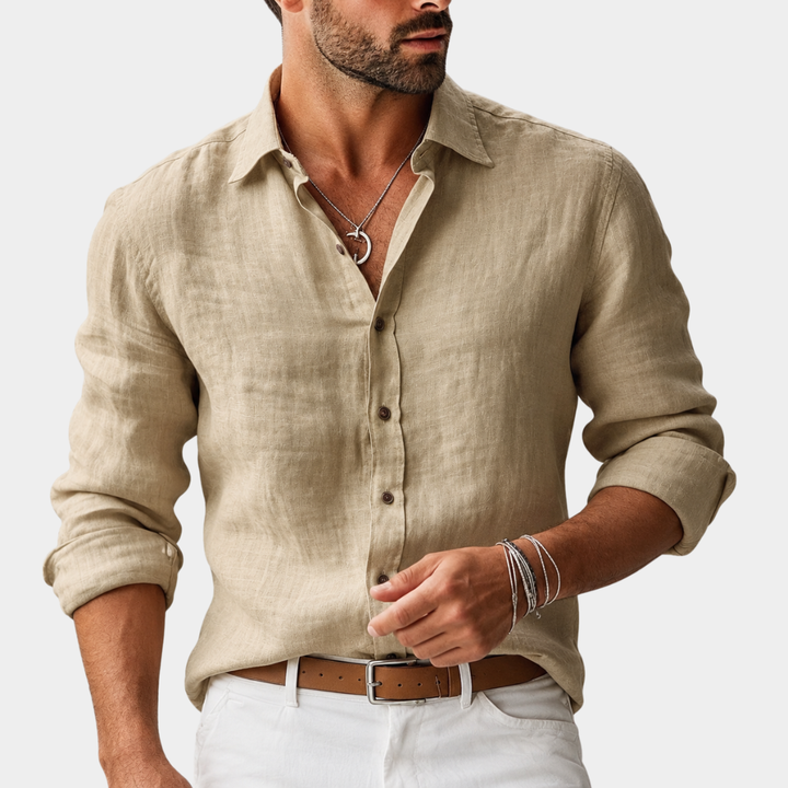 Heren Klassiek Overhemd Lange Mouwen - Veelzijdig Basis - Khaki