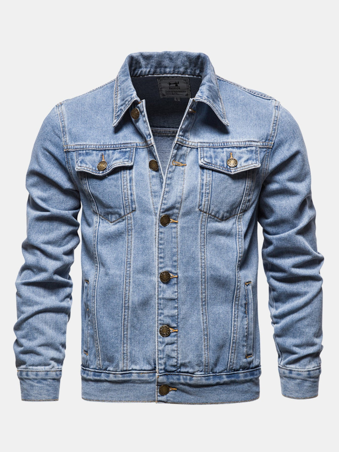 Heren Klassieke Gewassen Denim Trucker Jacket in lichtblauw, Regular Fit