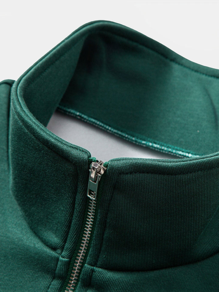 Heren Kleurblok Sweatshirt met Ritssluiting - Relaxed Fit