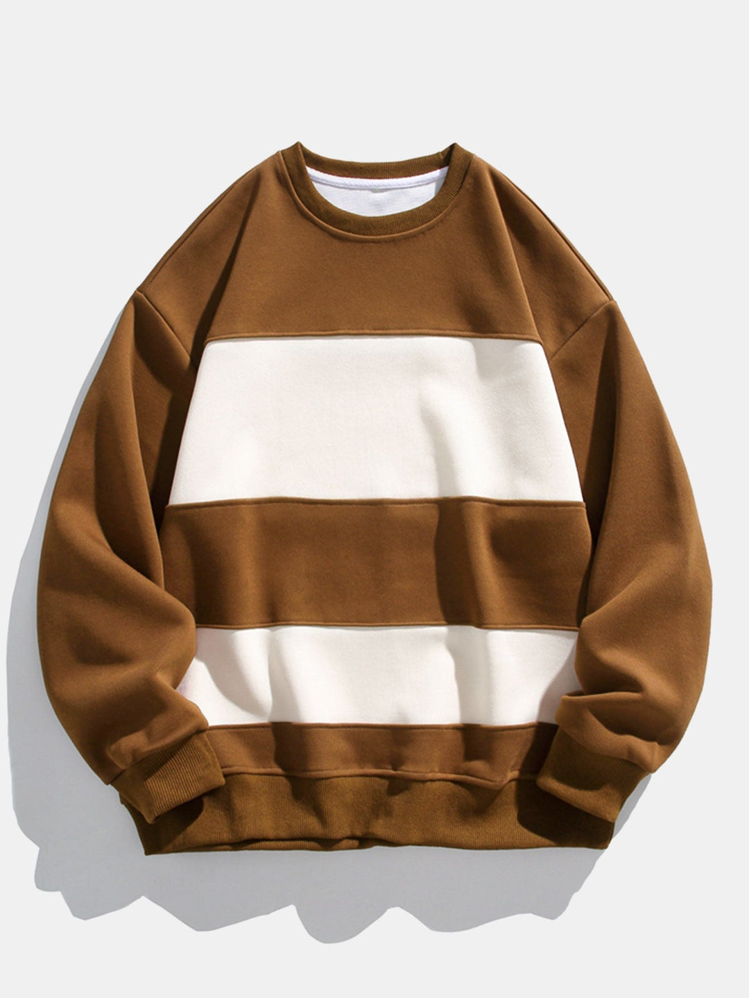 Heren Kleurvlak Crew Neck Sweatshirt in bruin, Relaxed Fit
