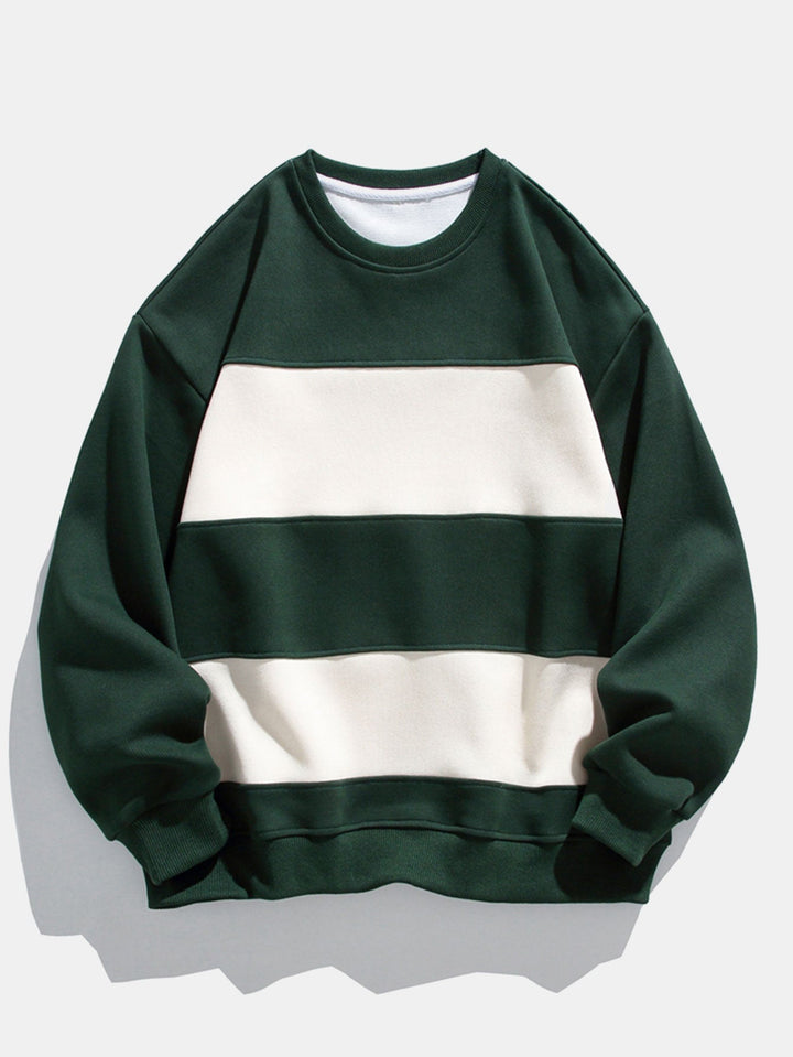 Heren Kleurvlak Crew Neck Sweatshirt in donkergroen, Relaxed Fit