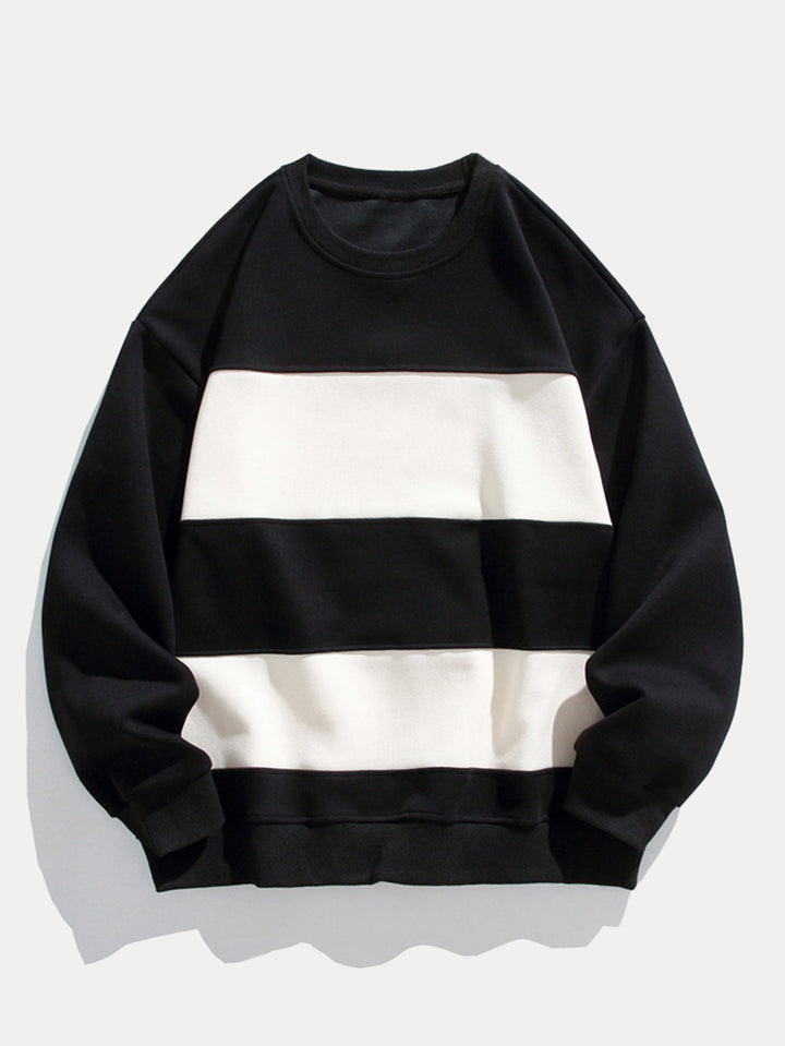 Heren Kleurvlak Crew Neck Sweatshirt in zwart, Relaxed Fit