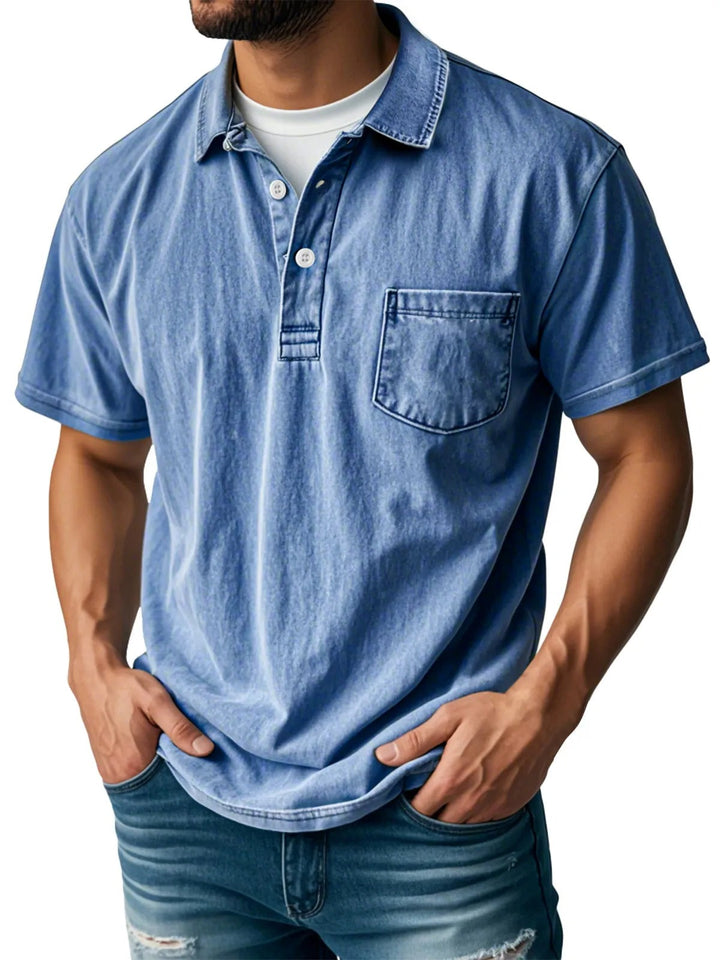 Heren Korte Mouw Poloshirt - Klassieke Stijl - Blauw