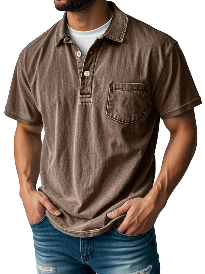 Heren Korte Mouw Poloshirt - Klassieke Stijl - Bruin