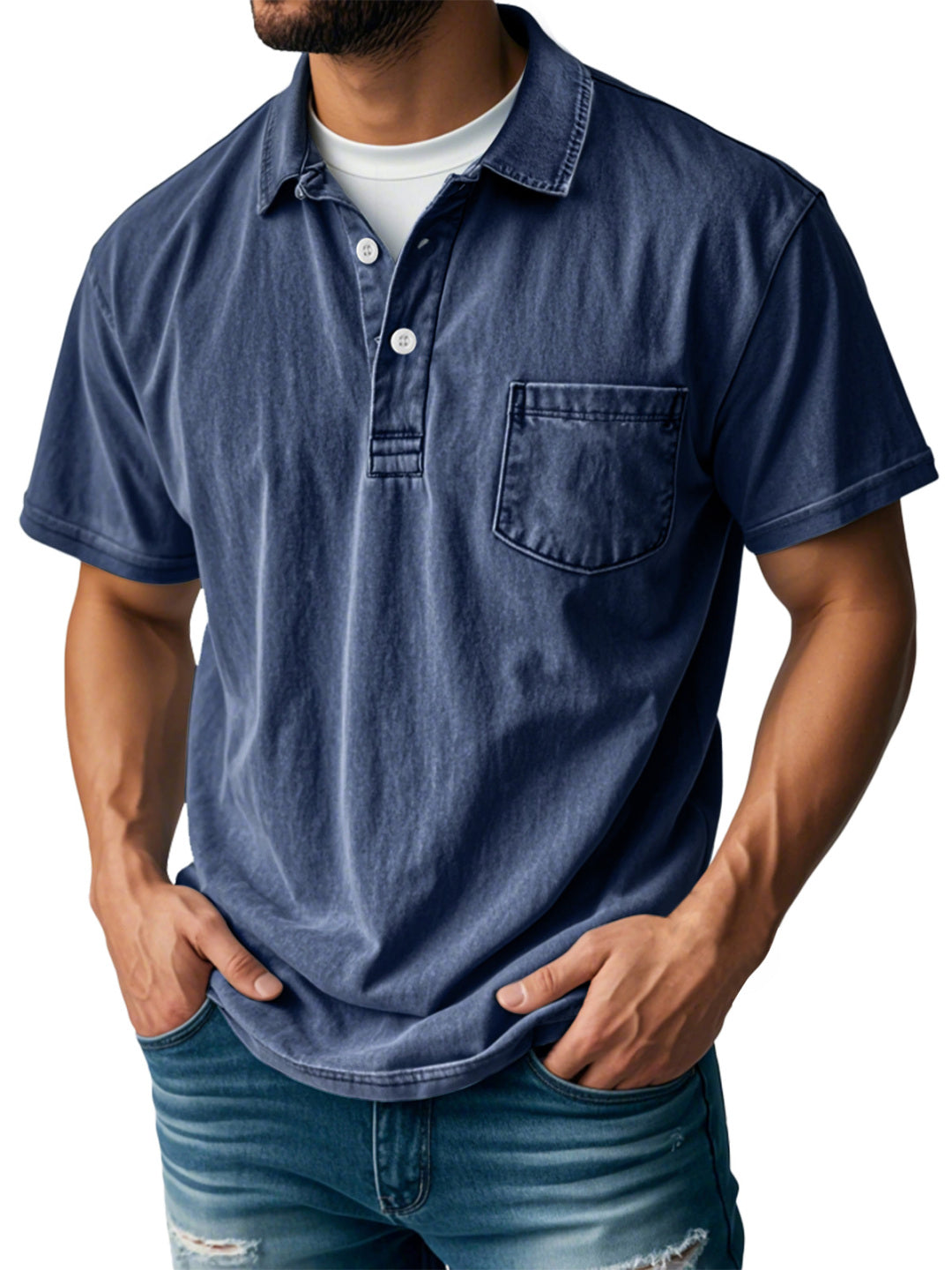 Heren Korte Mouw Poloshirt - Klassieke Stijl - Marineblauw