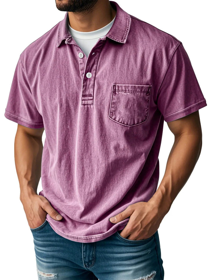 Heren Korte Mouw Poloshirt - Klassieke Stijl - Roze
