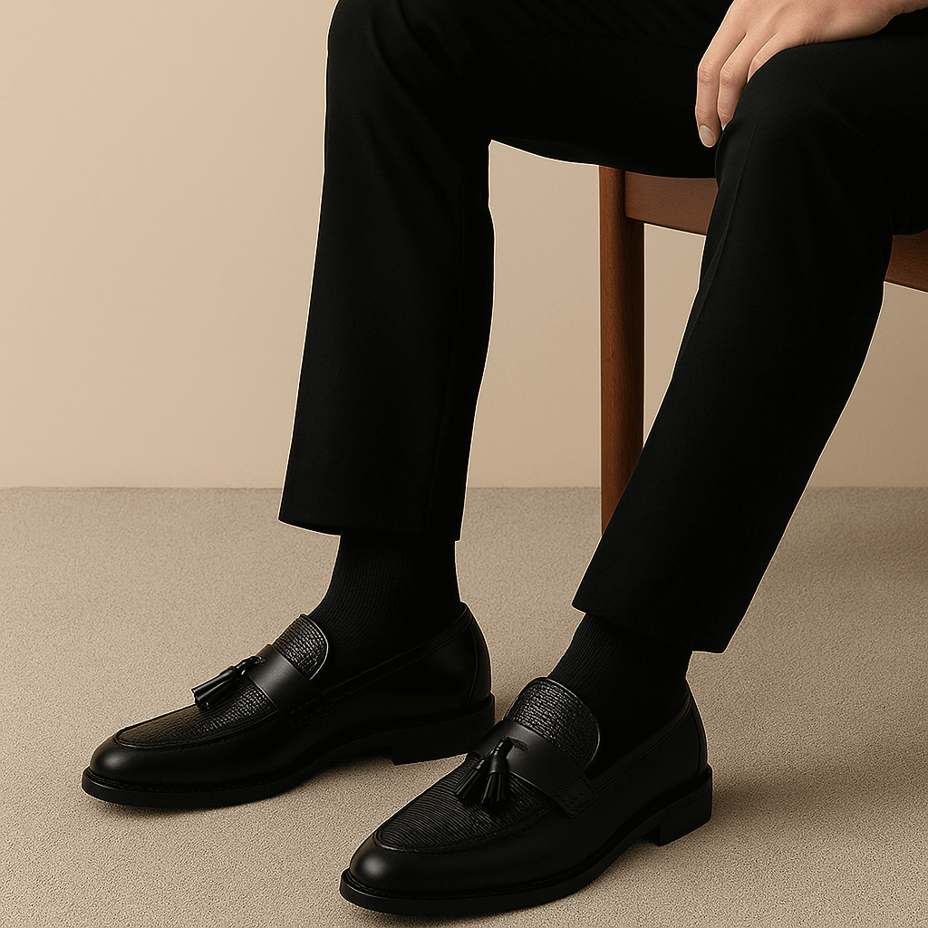 Heren Leren Loafer met Kwastjes - Klassieke Saddle Stijl