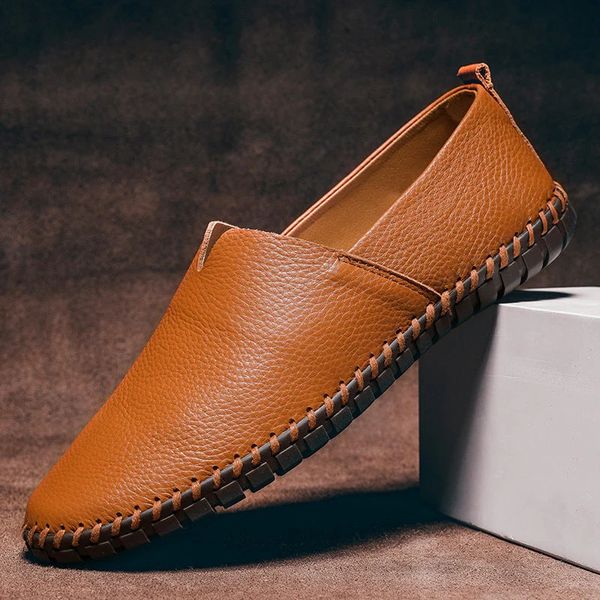 Heren Leren Loafers - Klassieke Slip-On - Karamel