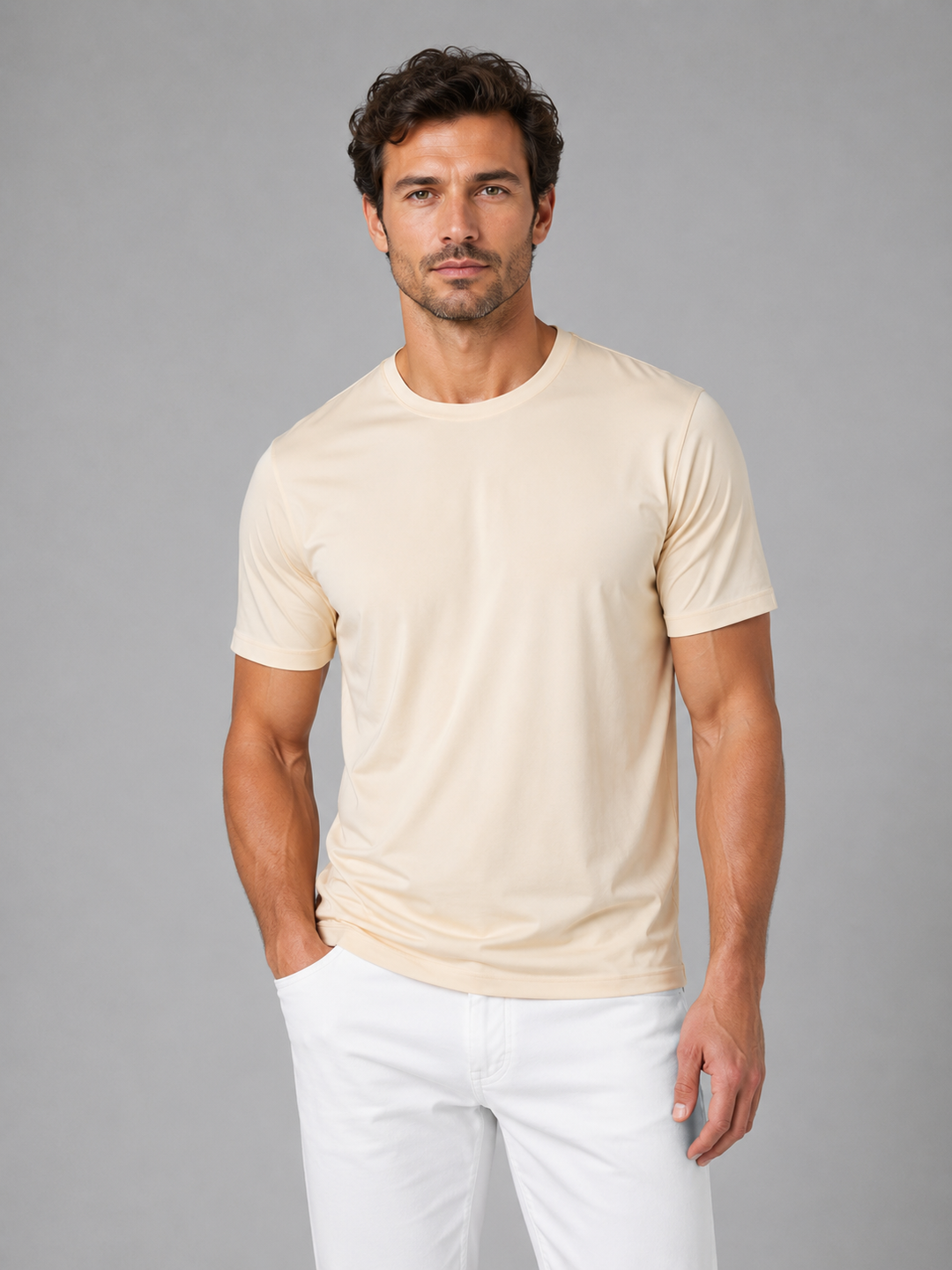 Heren Lichte Ademende T-Shirt - Klassiek Comfort - Beige