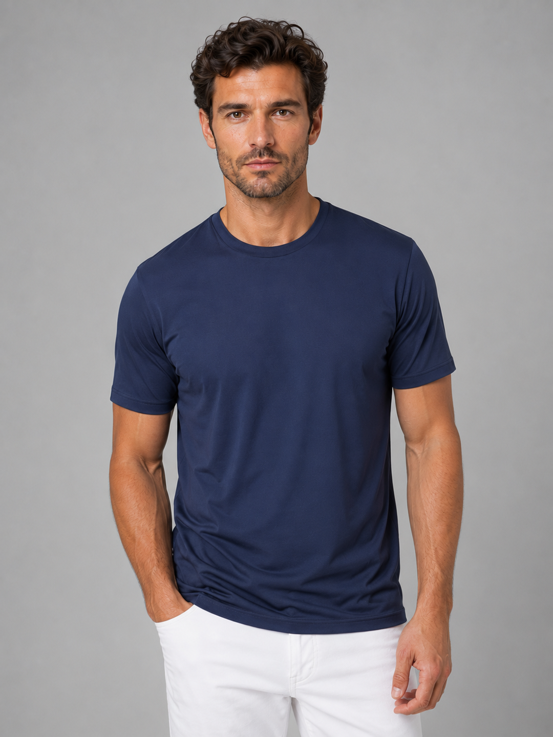 Heren Lichte Ademende T-Shirt - Klassiek Comfort - Marineblauw
