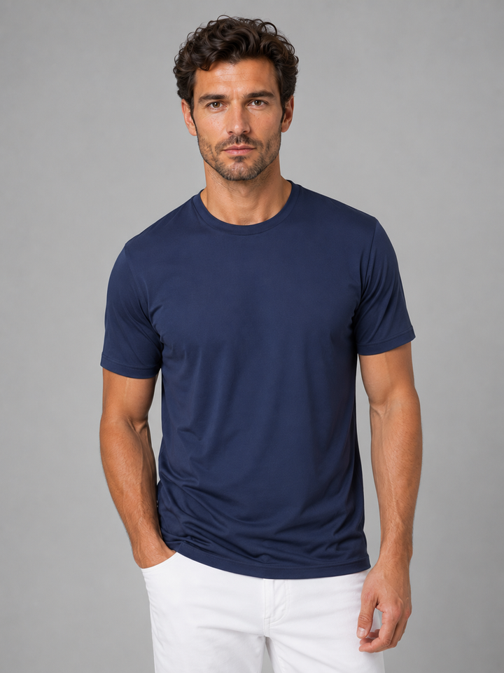 Heren Lichte Ademende T-Shirt - Klassiek Comfort - Marineblauw
