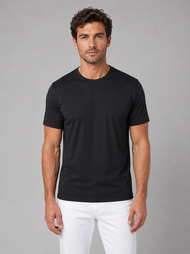 Heren Lichte Ademende T-Shirt - Klassiek Comfort - Zwart