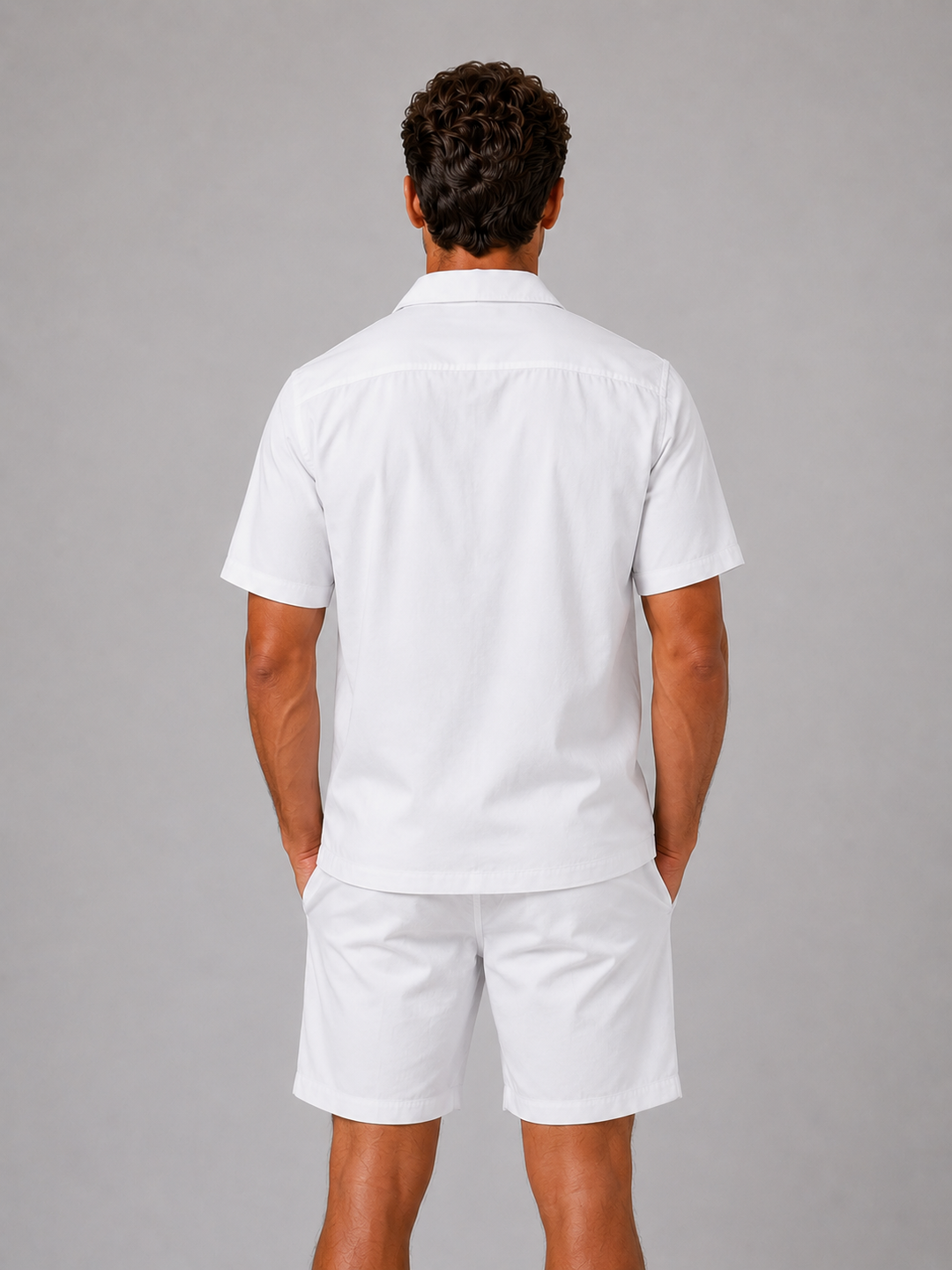 Heren linnen look shirt en shorts set - zomerstijl