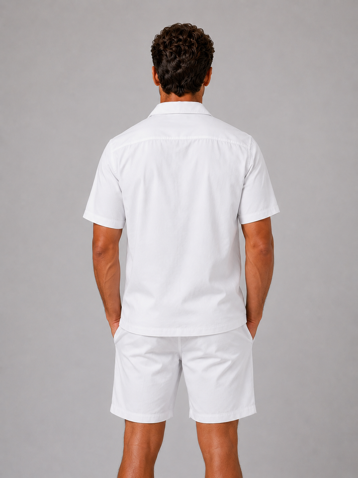 Heren linnen look shirt en shorts set - zomerstijl