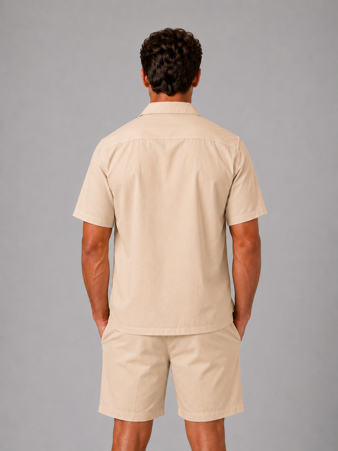 Heren linnen look shirt en shorts set - zomerstijl
