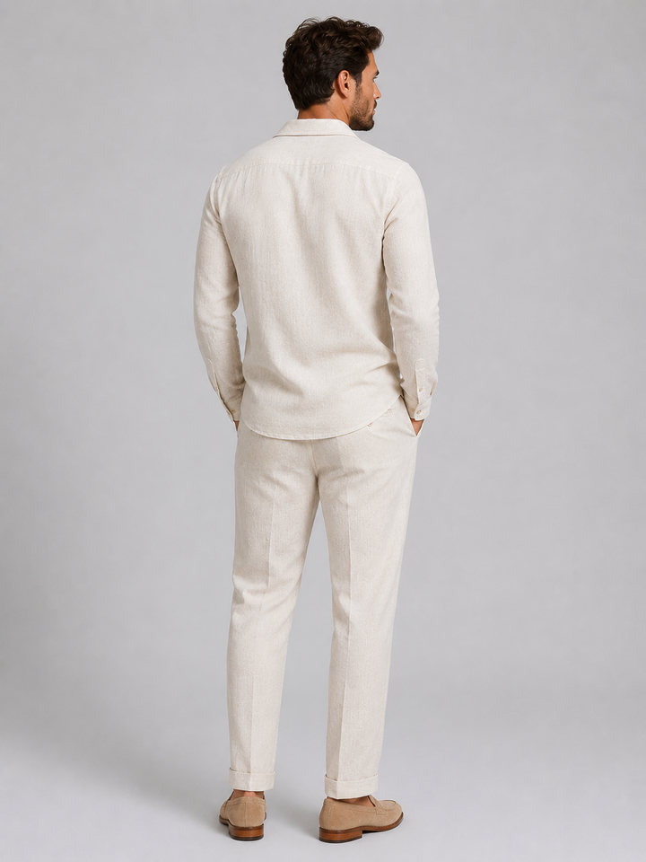 Heren linnen set - Overhemd en broek relaxed tailored