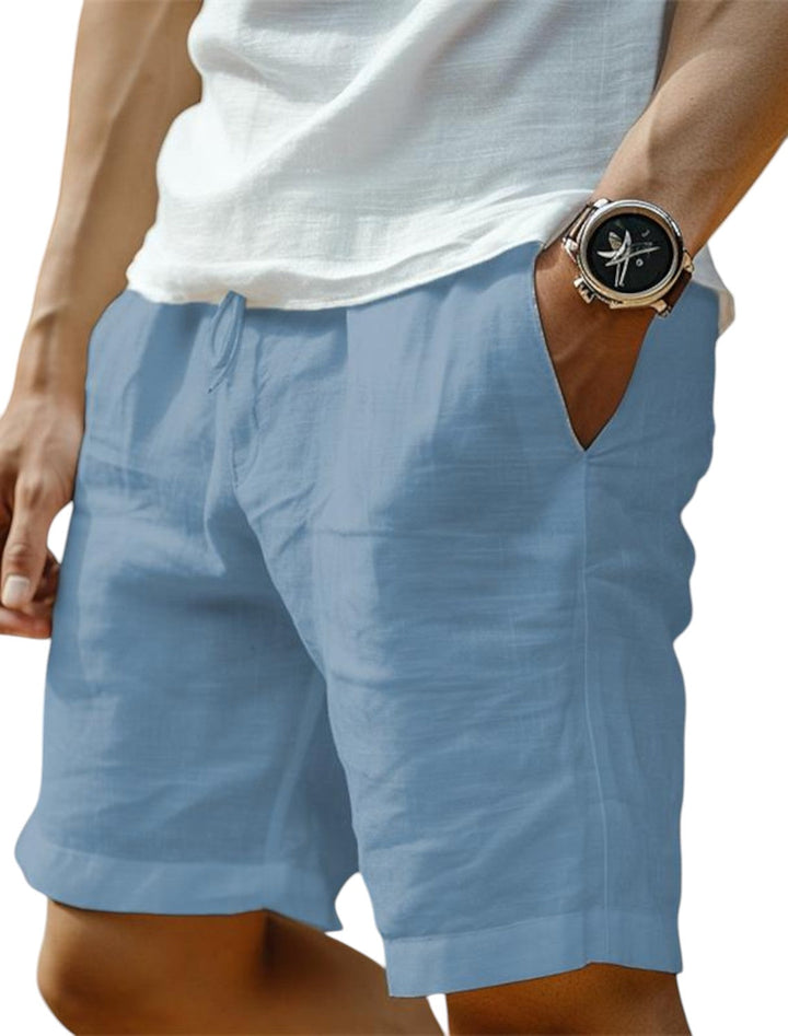Heren linnen shorts - klassieke zomerfit - Blauw