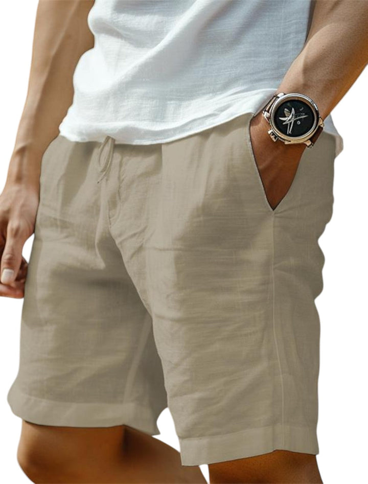 Heren linnen shorts - klassieke zomerfit - Khaki