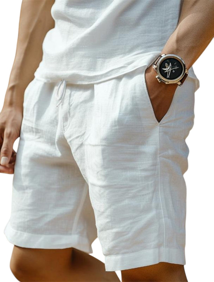 Heren linnen shorts - klassieke zomerfit - Wit